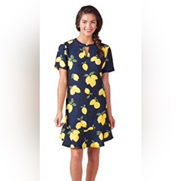 Mud Pie Dresses & Skirts - Mud Pie Lemon Print Dress Short Sleeve Garden Party BBQ Casual